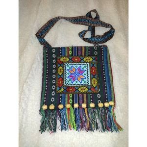 Hobo Patchwork Crossbody Purse Hippie Fringe Boho Colorful Purse